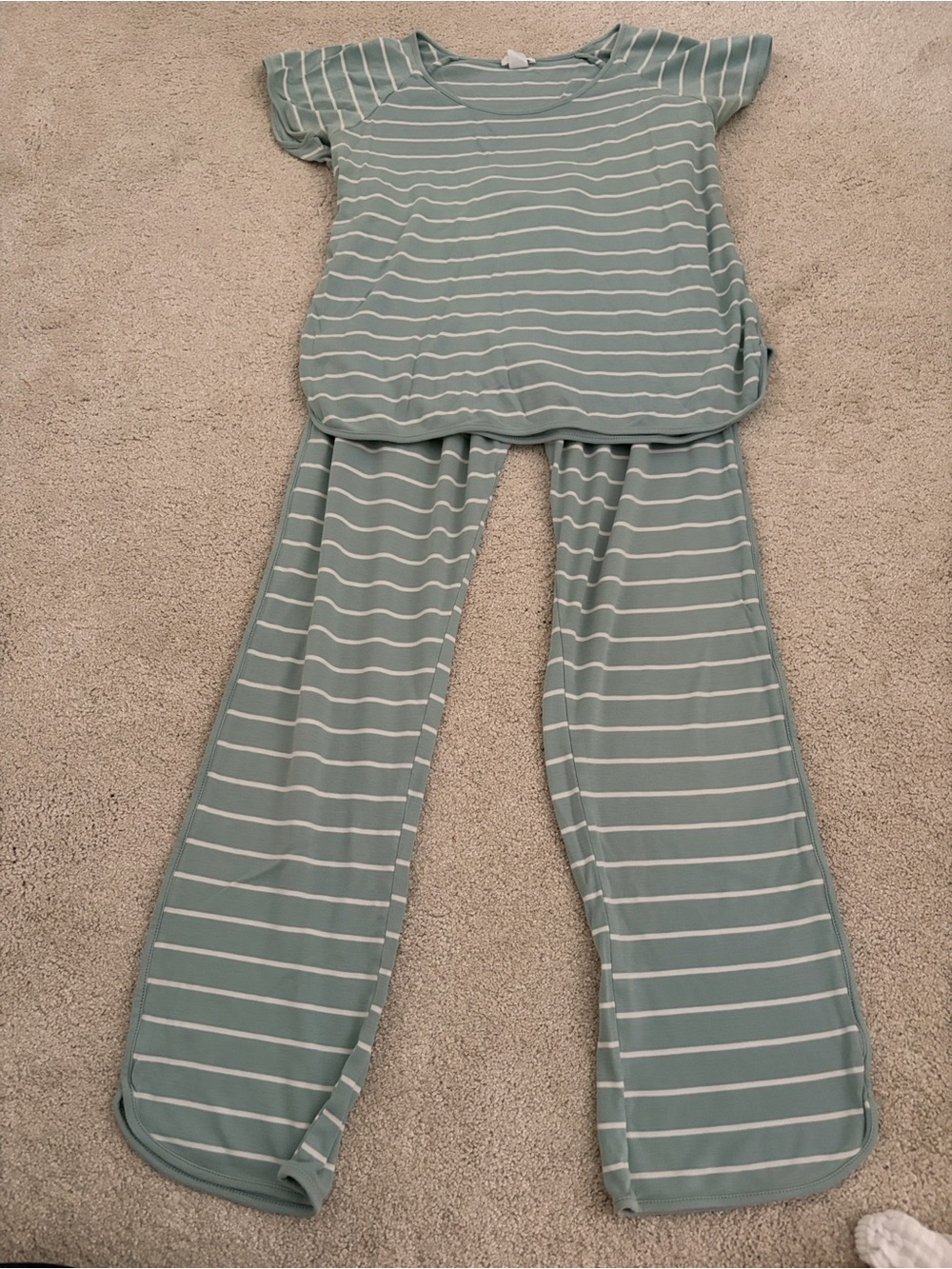LAKE Striped Sage Green pajama set